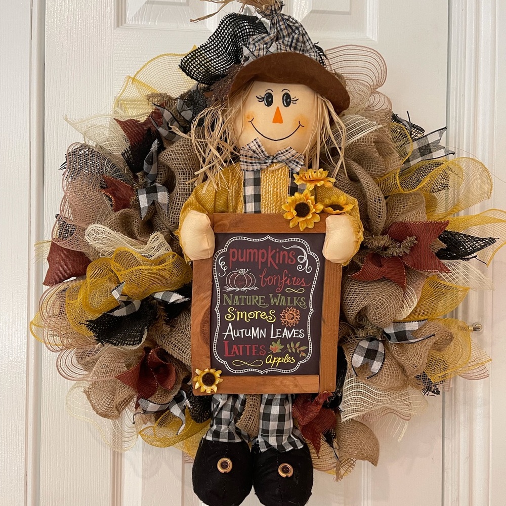 SCARECROW WREATH - RUSTIC FALL AUTUMN wreath